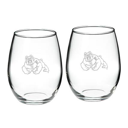 Front. Jardine - Fresno State Bulldogs 2-Piece 21oz. Stemless Wine Glass Set - Multicolor.