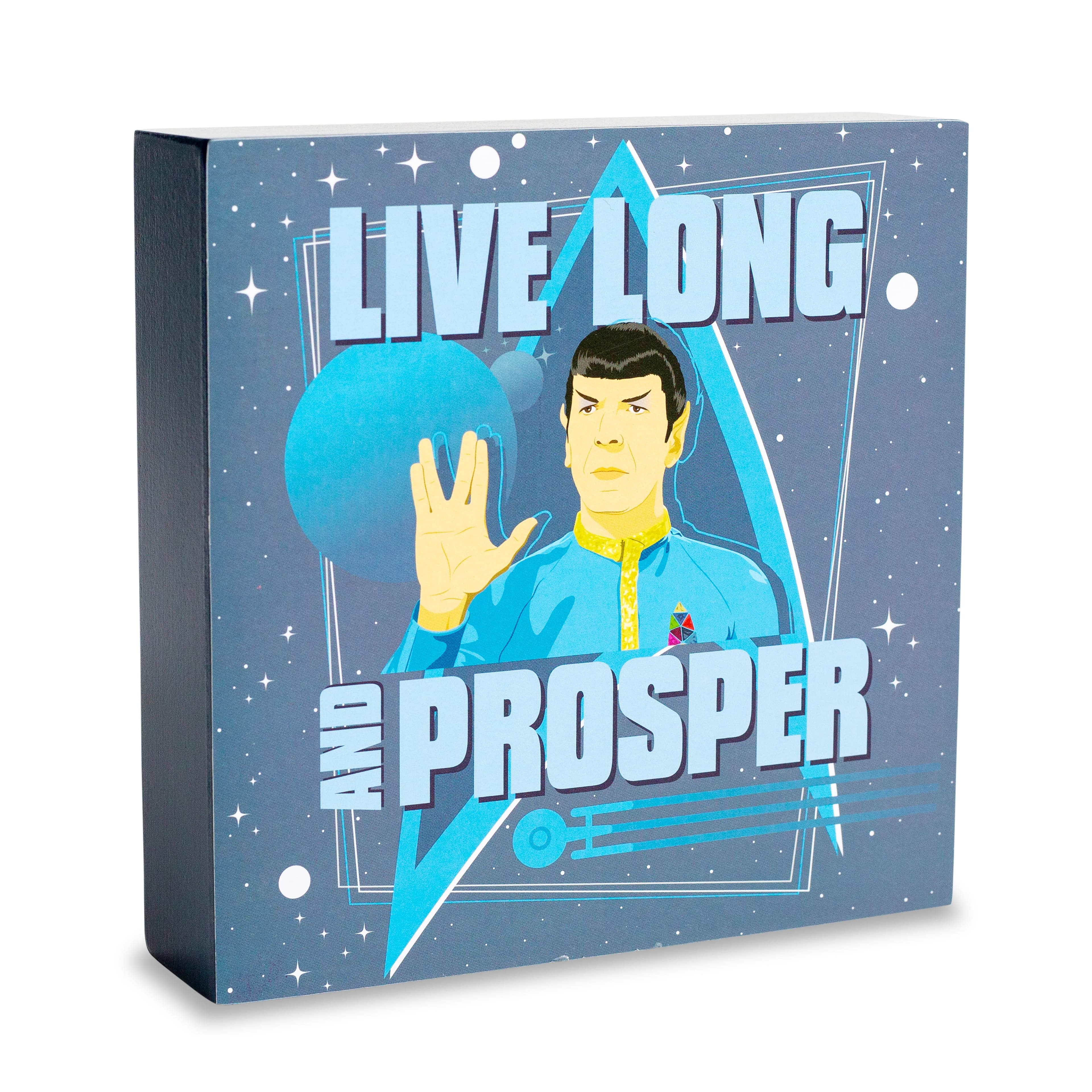 "Silver Buffalo - Star Trek Spock ""Live Long and Prosper"" Wooden Box Sign | 6 x 6 Inches - Blue" price history on PriceWatchPro