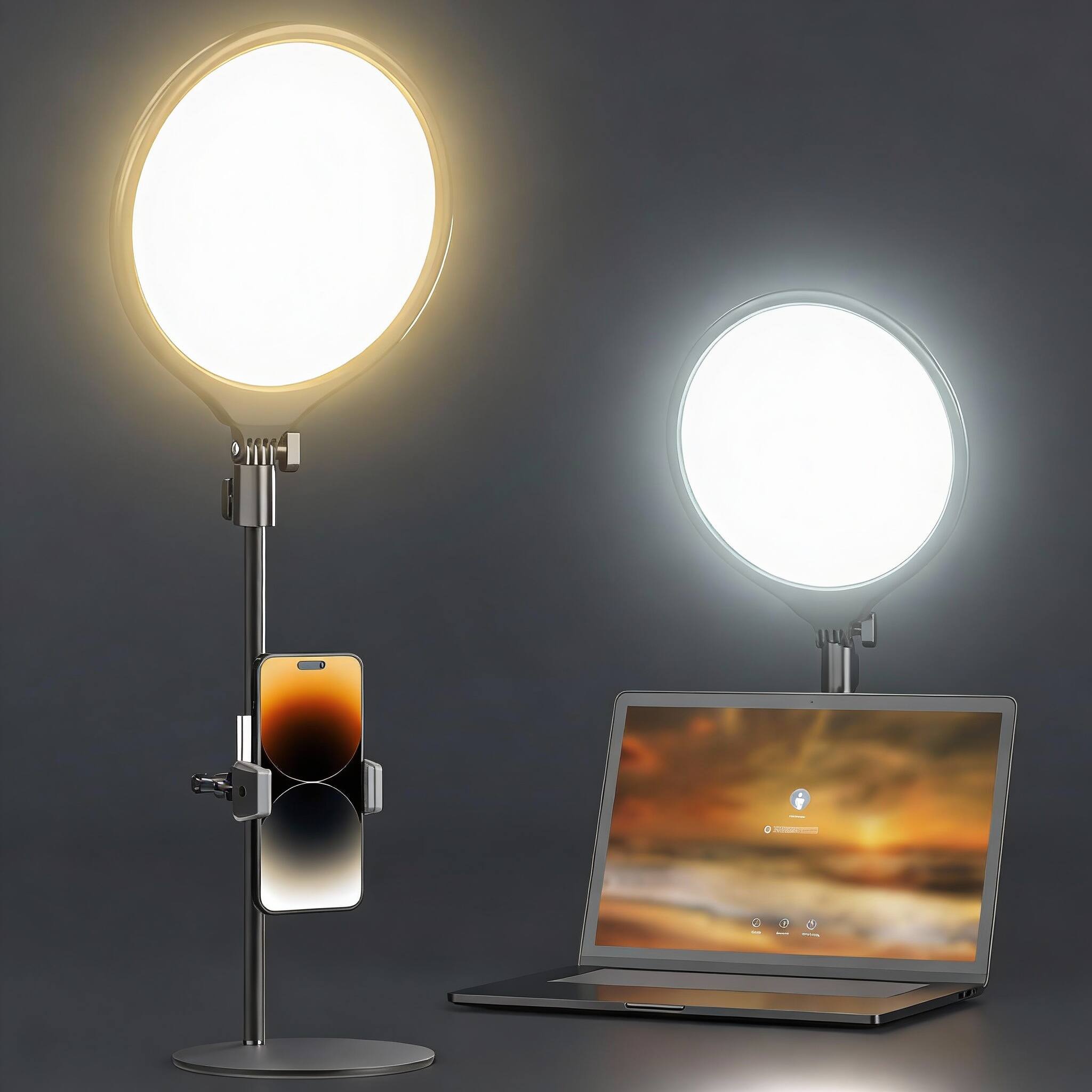 Front. OMOMMD - Laptop Ring Light With Stand And Phone Holder For Desk Zoom Lighting Computer Video Recording Streaming Con... - Full-Screen Light.