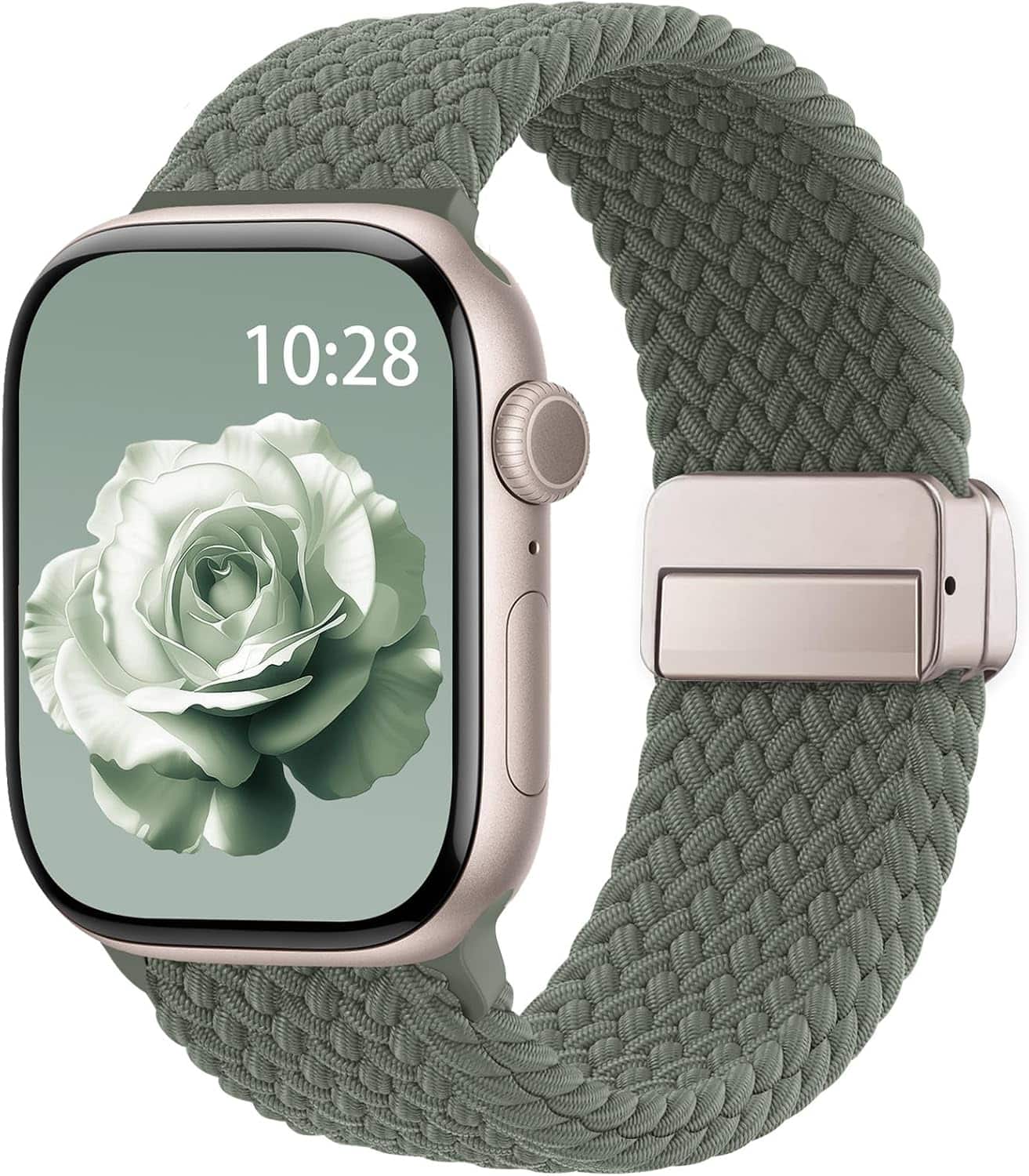 Core Tech - Braided Stretchy Magnetic Watch Band for Apple Watch 38/40/41/42mm - Olive Green