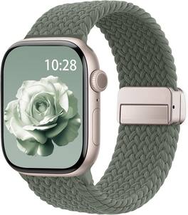 Core Tech - Braided Stretchy Magnetic Watch Band for Apple Watch 38/40/41/42mm - Olive Green