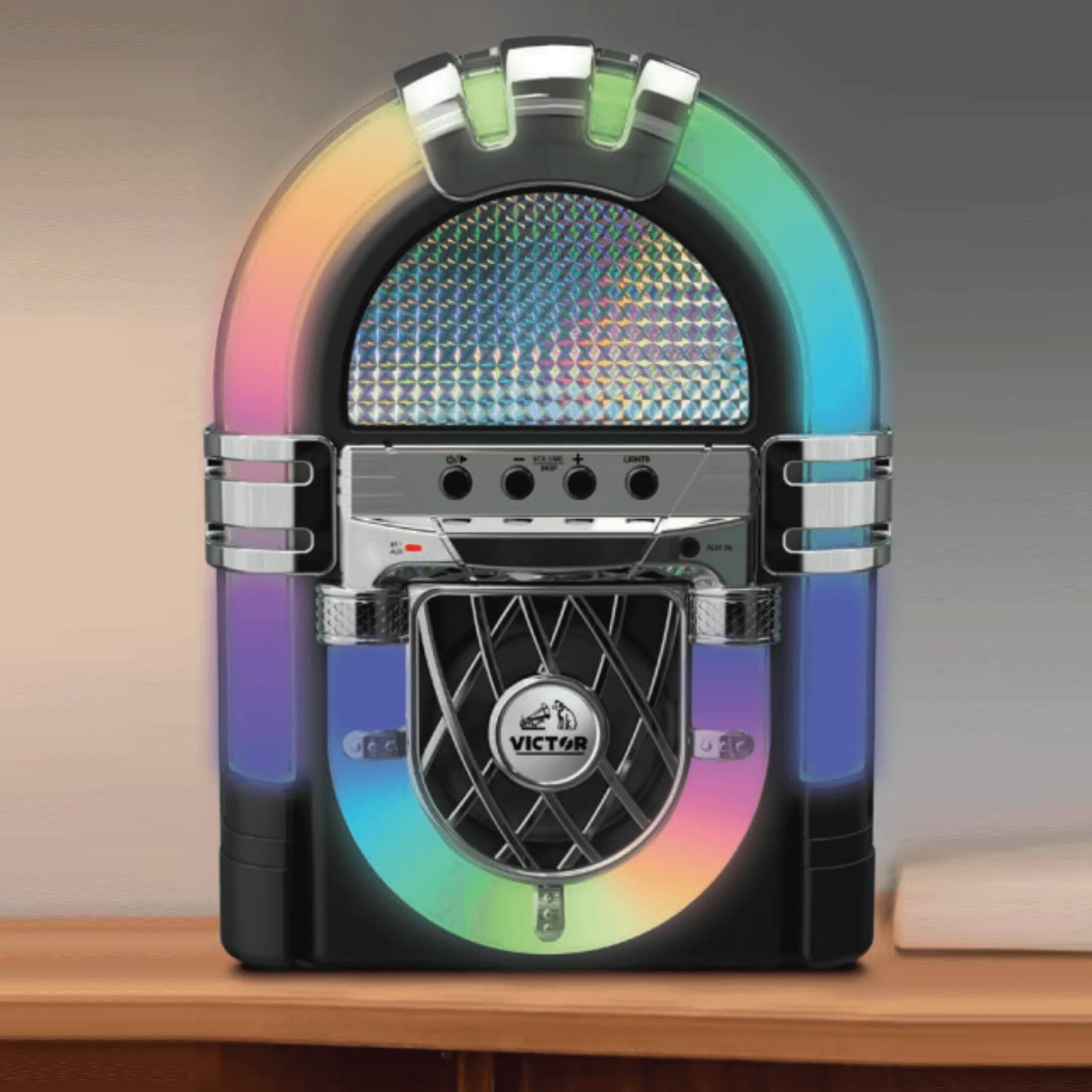 Alt View 1. Victor - Victor Mini Bluetooth Jukebox with Multicolor LED Lighting - Black and Multi.