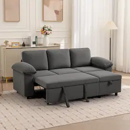 KERDOM - 4-7 Seat Combined Convertible Sofa Sleeper with Storage Ottoman, Modular Sectional Pull Out Bed Sofa Couch U/L Shape - 4 Seat - Pull Out