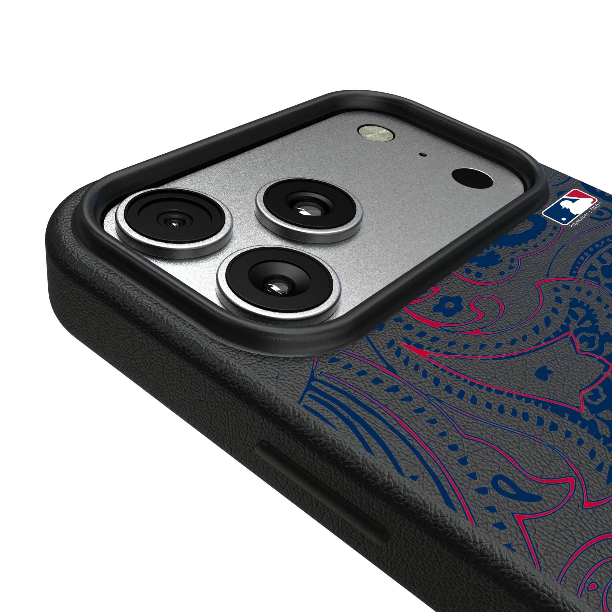 Alt View 2. Keyscaper - Atlanta Braves Paisley iPhone Magnetic Bump Case - 16 Pro - Black.