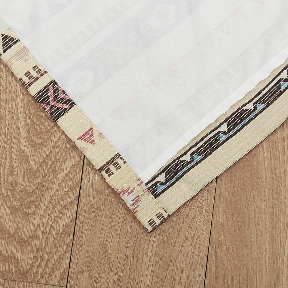 Back. Barefoot Bungalow - Barefoot Bungalow Phoenix Fabric with Grommets Rods Window Treatment Valance84x16", Tan - Tan.