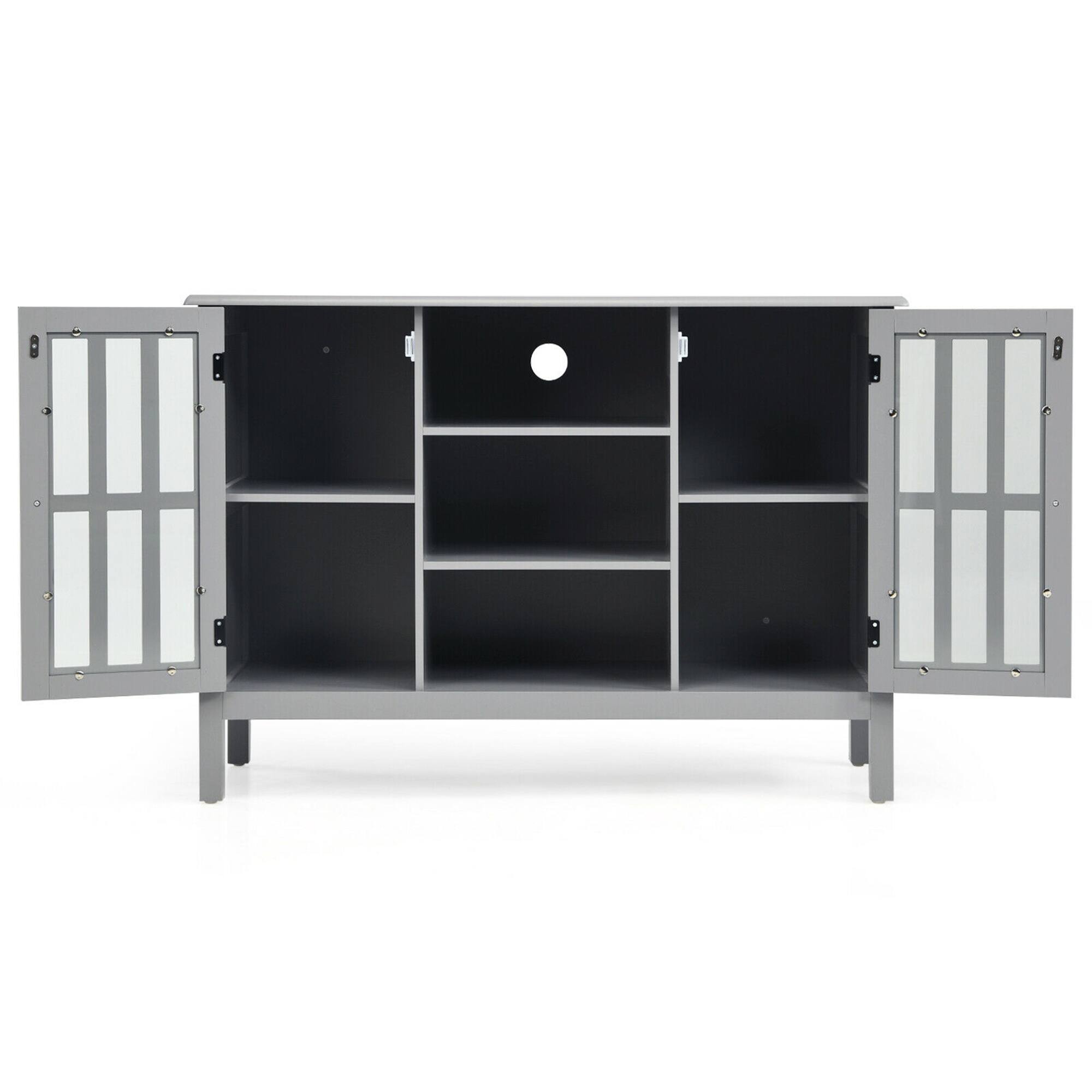 Alt View 19. Costway - Wood TV Stand Entertainment Media Center Console for TV's up to 50'' Grey - Gray.