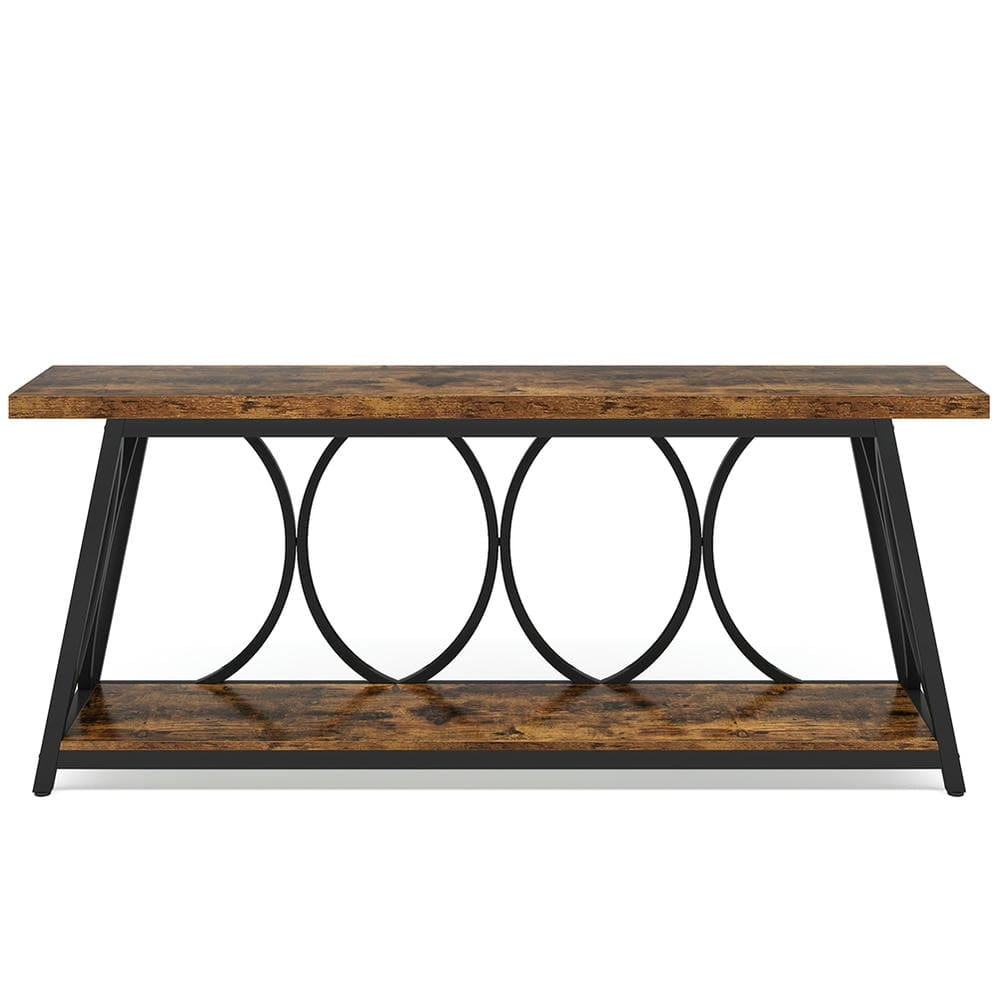 Kadyn - Entryway Table, Console Sofa Table,2-Tier Console Table, 70.9" Industrial Sofa Table Behind Couch with Shelves - Brown