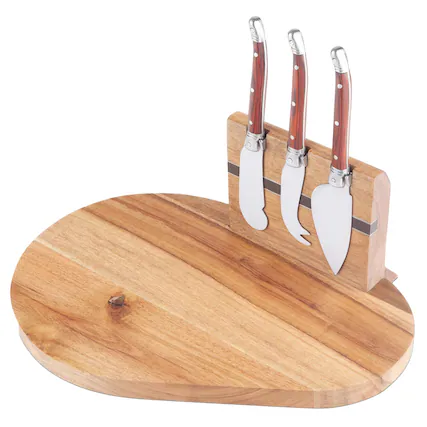 Front. Final Touch - Final Touch 10 in. L X 7.3 in. W X 0.5 in. Wood Cheese Board with Slicer.