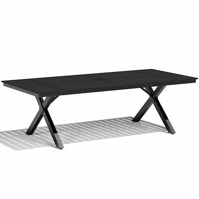 Alt View 4. Crestlive Products - Crestlive Products X-Leg Large Patio Plastic Wood Top Aluminum Frame Outdoor Dining Table with Umbrella Hole - Black.