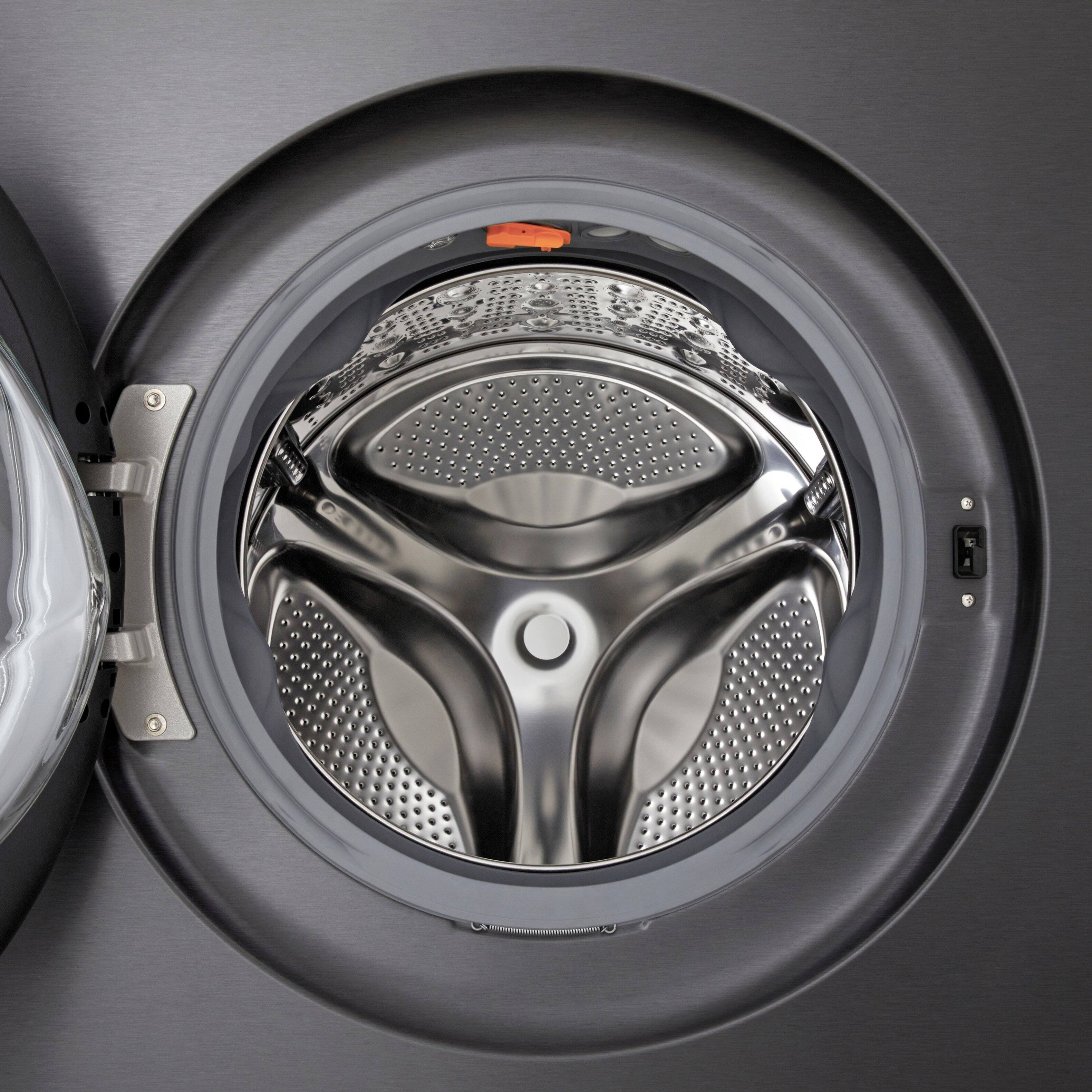 Alt View 12. LG - SIGNATURE 5.8 Cu. Ft. High-Efficiency Stackable Smart Front Load Washer with Steam and ezDispense - Brushed Black Steel.