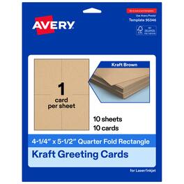 Avery - Printable Greeting Cards, 4.25" x 5.5", Kraft 10ct - Brown