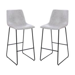 Alamont Home - 30 Inch Commercial Grade LeatherSoft Bar Height Barstools, Set of 2 - Light Gray