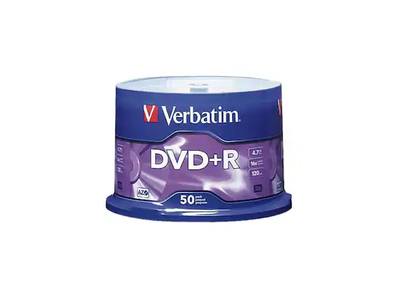 V Verbatim.
4.7 21. DVD+R 16x 120mm AZO pack 50 paquet paquete