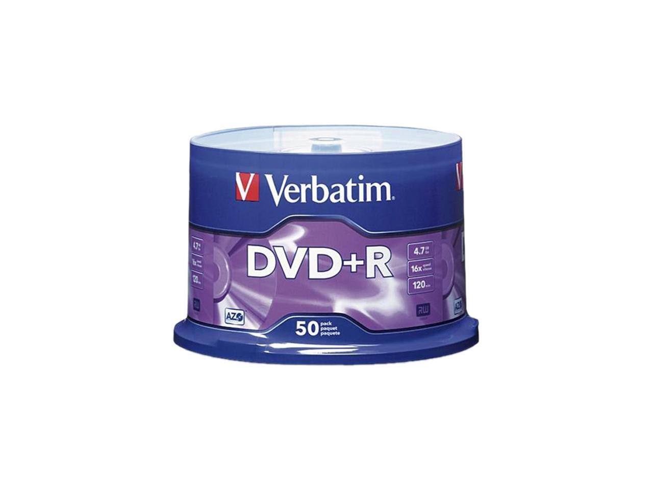 V Verbatim.  
4.7 21. DVD+R 16x 120mm AZO pack 50 paquet paquete