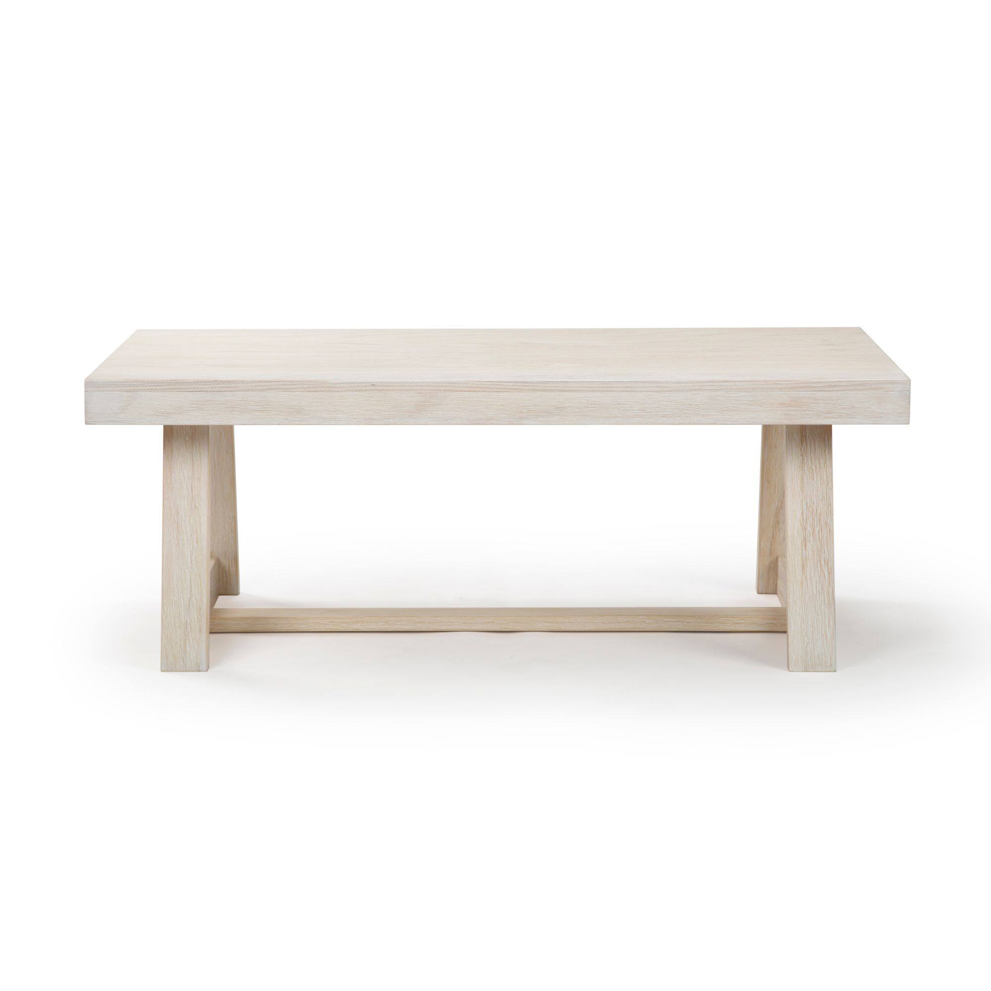 Alt View 4. Plank+Beam - Classic Rectangular Coffee Table (48in x 24in / 1220mm x 610mm), White Sand Wirebrush - White Sand Wirebrush.