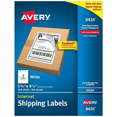 Avery - Inkjet Shipping Labels, 5.5" x 8.5", Matte 200 Labels/Box - White