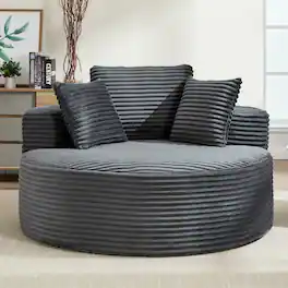 Boyel Living - Dark Gray Round Sectional Sofa Couches Bed with Memory Foam and three pillows for Living Room - Dark Gray