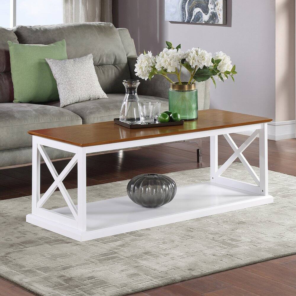 Left. Convenience Concepts - Coventry Coffee Table with Shelf - Driftwood/White.