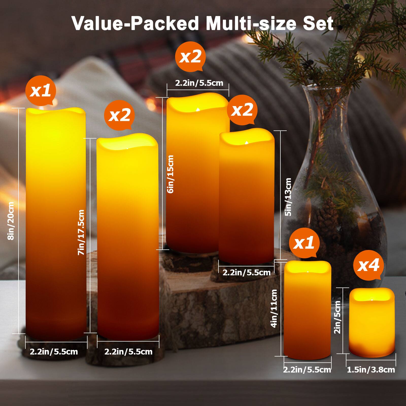 Value-Packed Multi-size Set

- 20cm 8in/2.2in/5.5cm x1
- 6in/15cm x2
- 7in/17.5cm x2
- 5in/13cm x1
- 4in/11cm x4
- 2in/5cm x1
- 1.5in/3.8cm x1