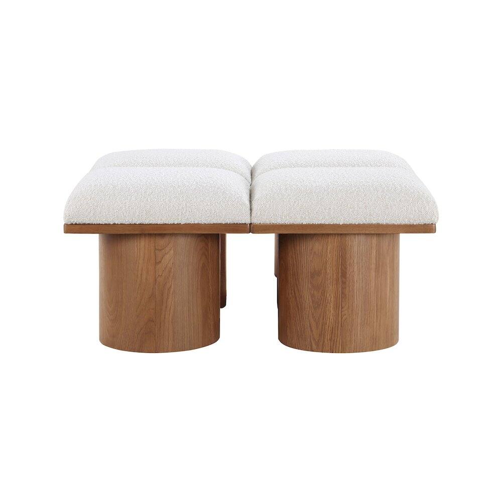 Angle. Meridian Furniture - Pavilion Cream Boucle Fabric Bench - Cream Boucle Fabric.