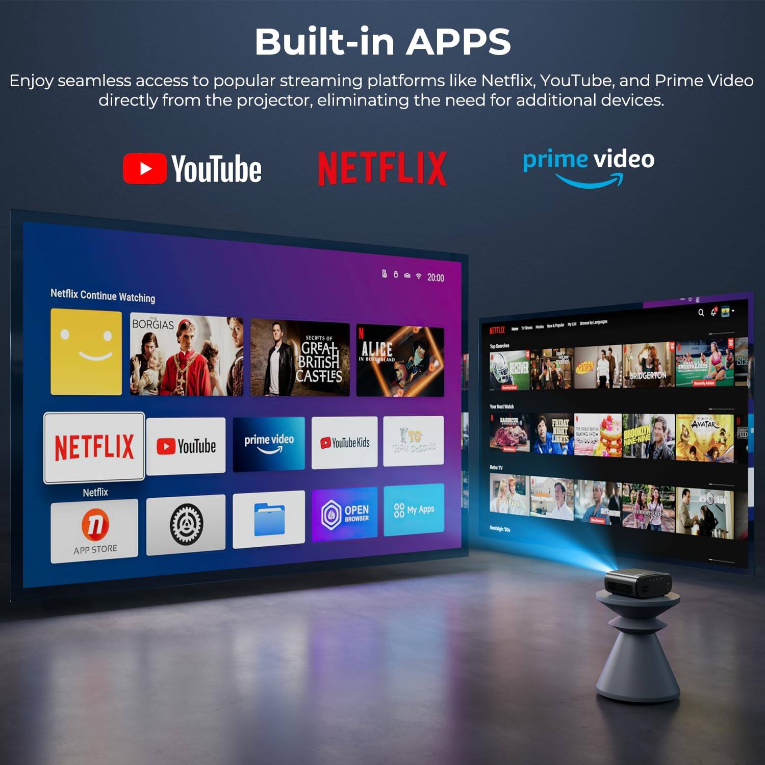 Elephas WiFi Bluetooth Projector – 800 ANSI Lumens HD Home