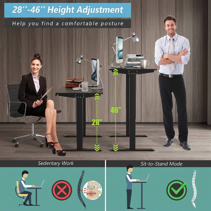 28"-46" Height Adjustment  
Help you find a comfortable posture  

28" 46"  

Sedentary Work Sit-to-Stand Mode