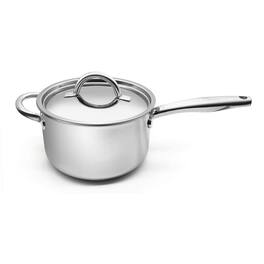 Fortune Candy - 4-Quart Tri-Ply Stainless Steel Saucepan with Lid, 18/8 Mirror Finish, Induction Ready, Dishwasher Safe, Welded Handle - Silver