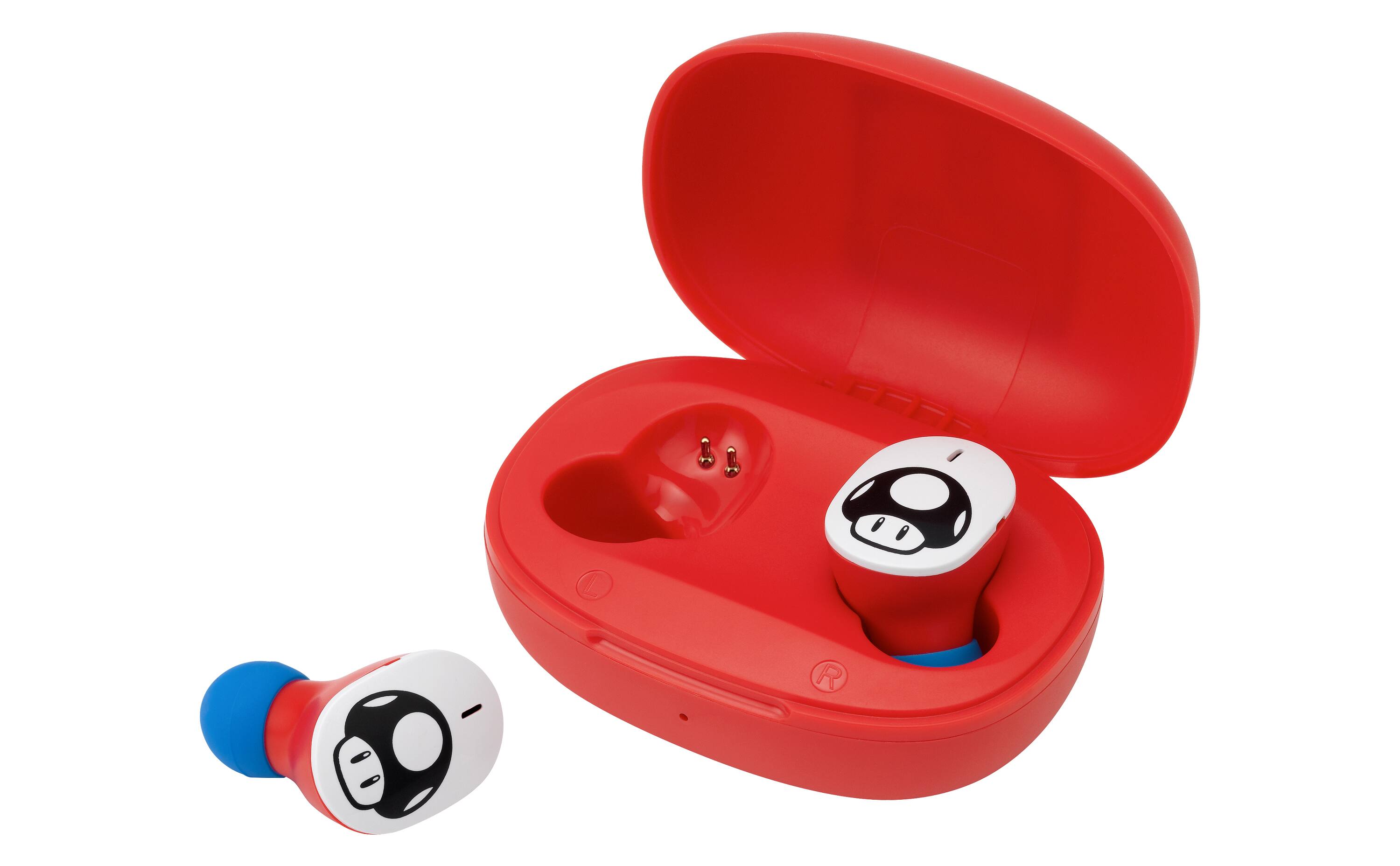 Alt View 2. eKids - eKids Super Mario Wireless Earbuds for Kids, Bluetooth Earbuds with Charging Case - Red.