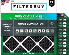 Filterbuy - 12x12x1 MERV 10 Odor & Allergy Defense, Electrostatic Pleated HVAC AC Furnace Air Filters Replacement (12-Pack) - Black