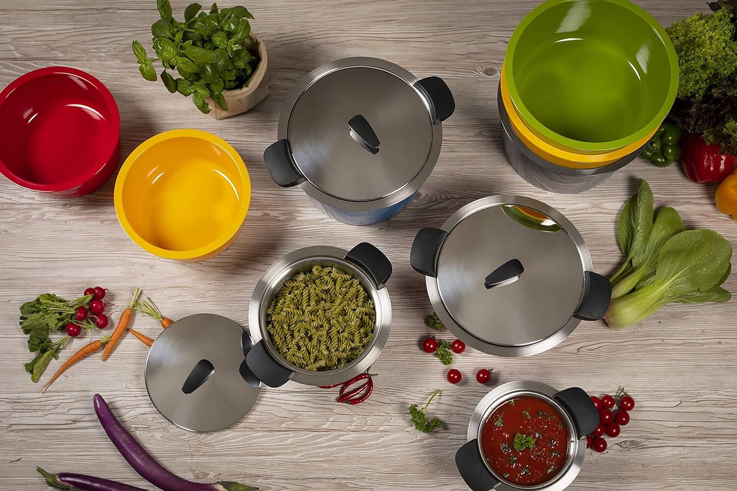 Alt View 6. Kuhn Rikon - Hotpan Stainless Steel Cooking Pot with Insulated Bowl, 1-Quart, Red - Red.