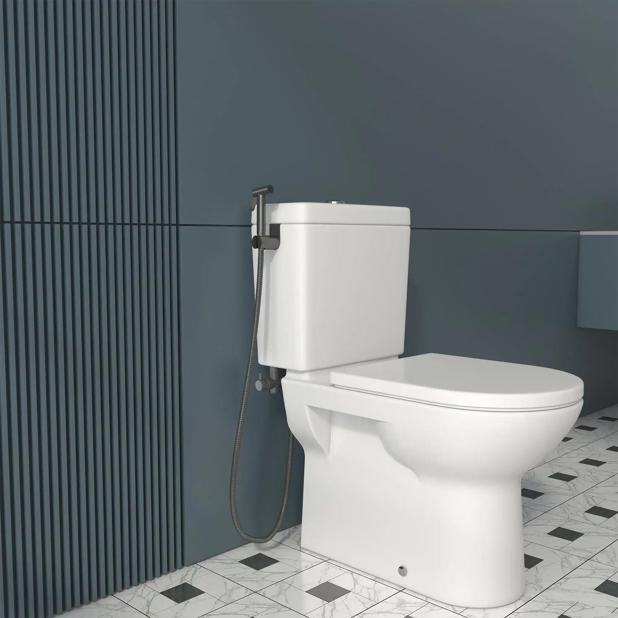 Alt View 9. Boyel Living - Single-Handle Bidet Faucet with Sprayer Holder, Solid Brass T-Valve Adapter and Flexible Bidet Hose - Gunmetal Gray.