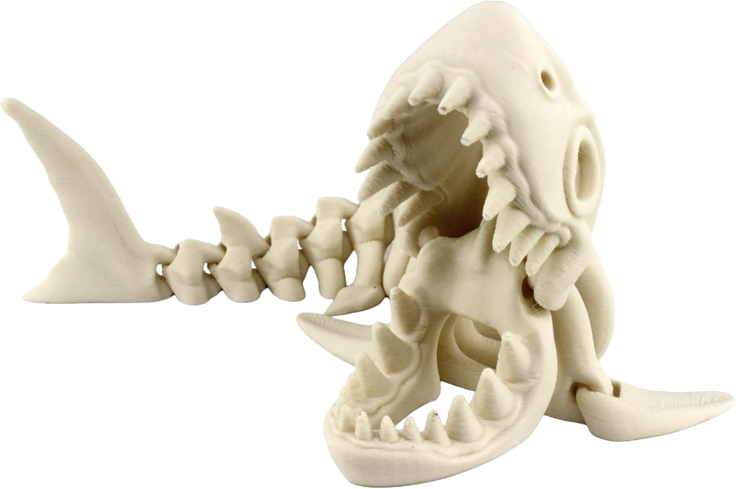Alt View 1. JuzToys - 3D Printed Skeleton Megalodon, Prehistoric Collectible Articulating Dinosaur Figurine Desk Decoration White by PowerTRC - White.
