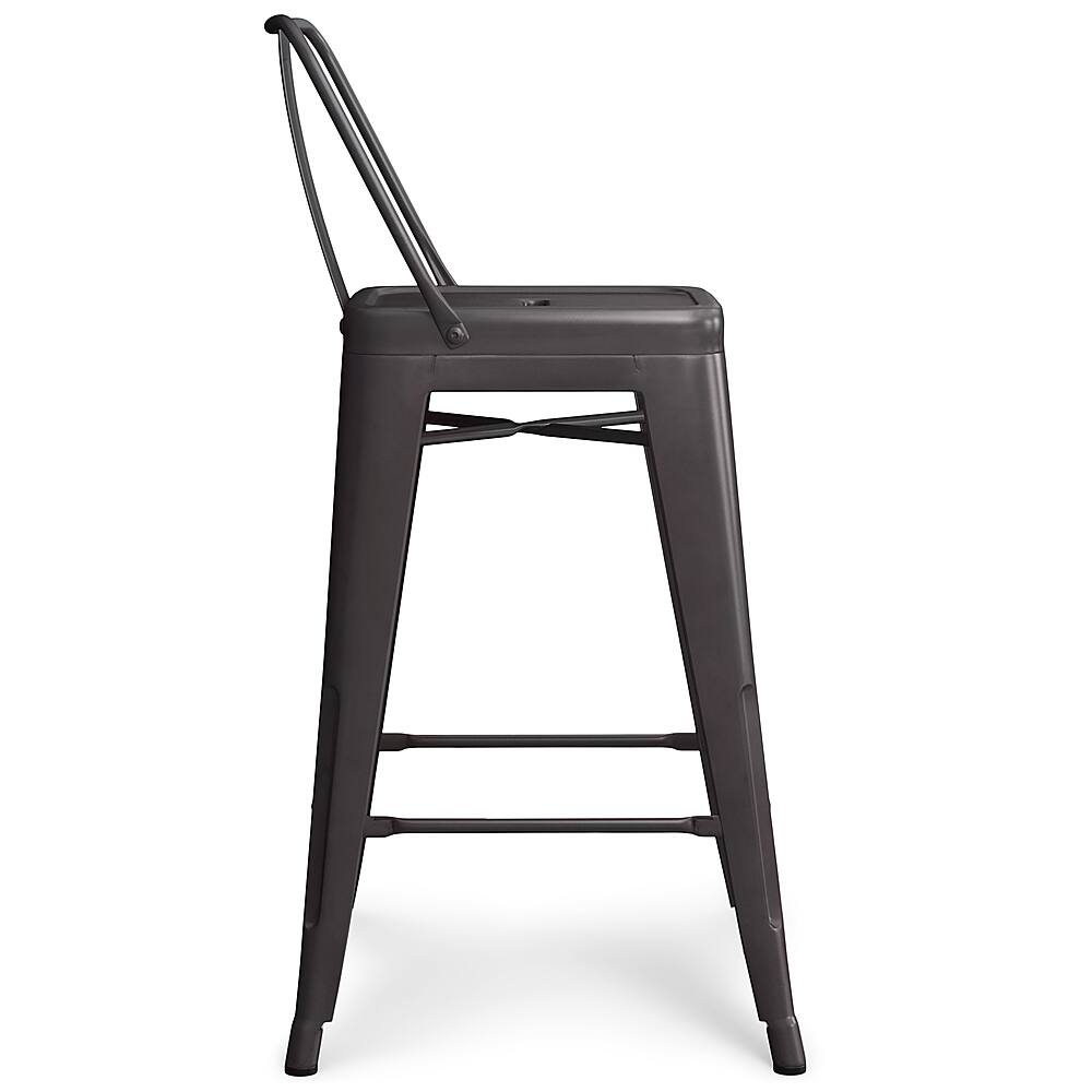 Alt View 13. Simpli Home - Rayne Industrial Metal 24 inch Counter Height Stool (Set of 2) in Gunmetal Grey - Gunmetal Grey.
