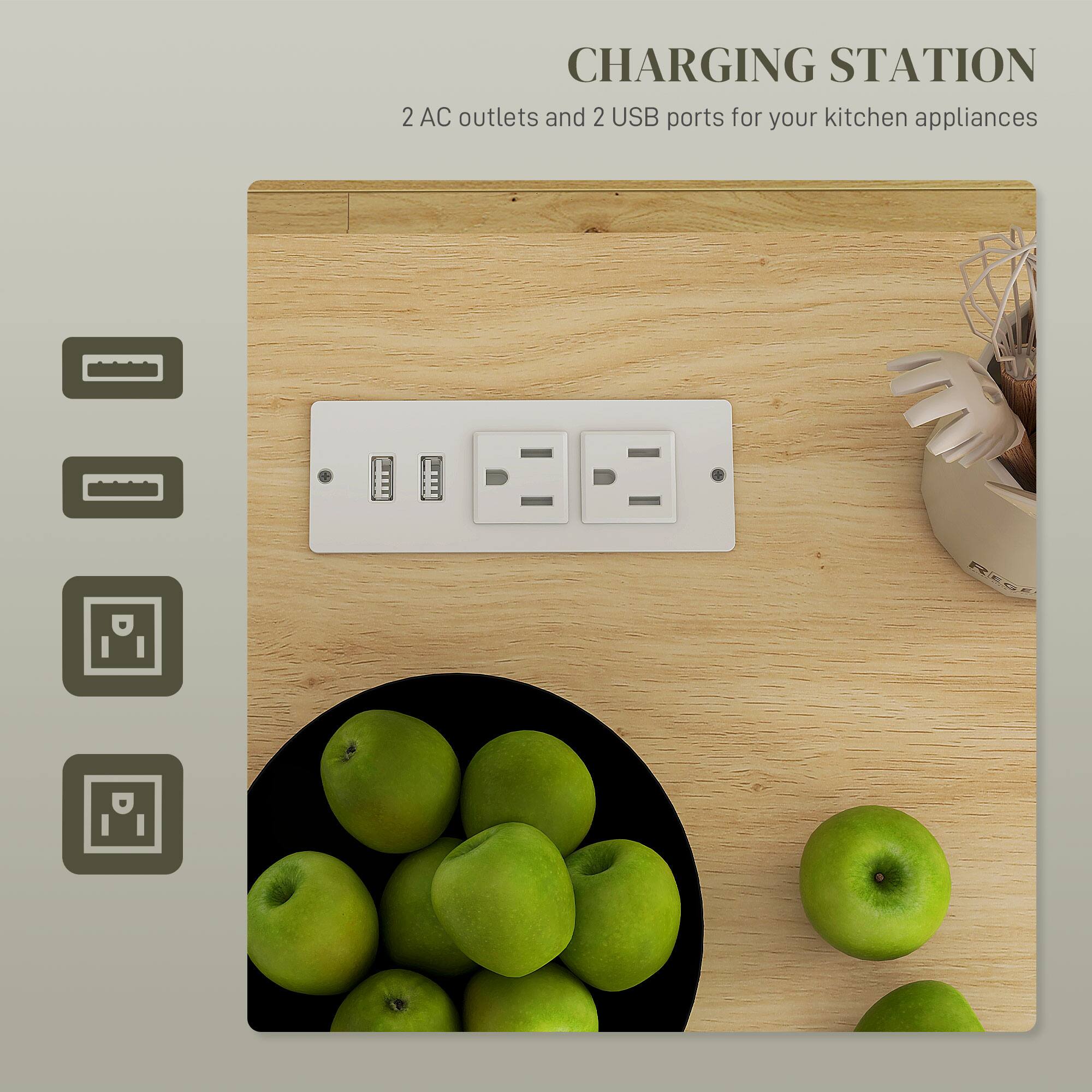 CHARGING STATION
2 AC outlets and 2 USB ports for your kitchen appliances
