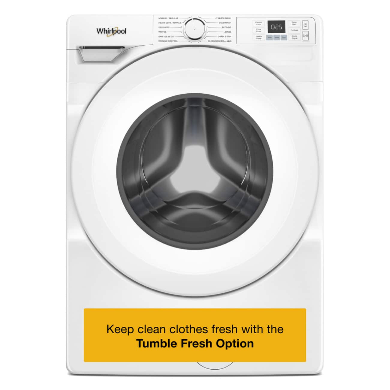 Package - Whirlpool - 4.5 cu. ft. Front Load ENERGY STAR Washer with Tumble Fresh Option and 7.4 Cu. Ft. Stackable Electric Dryer with Quick Dry - White