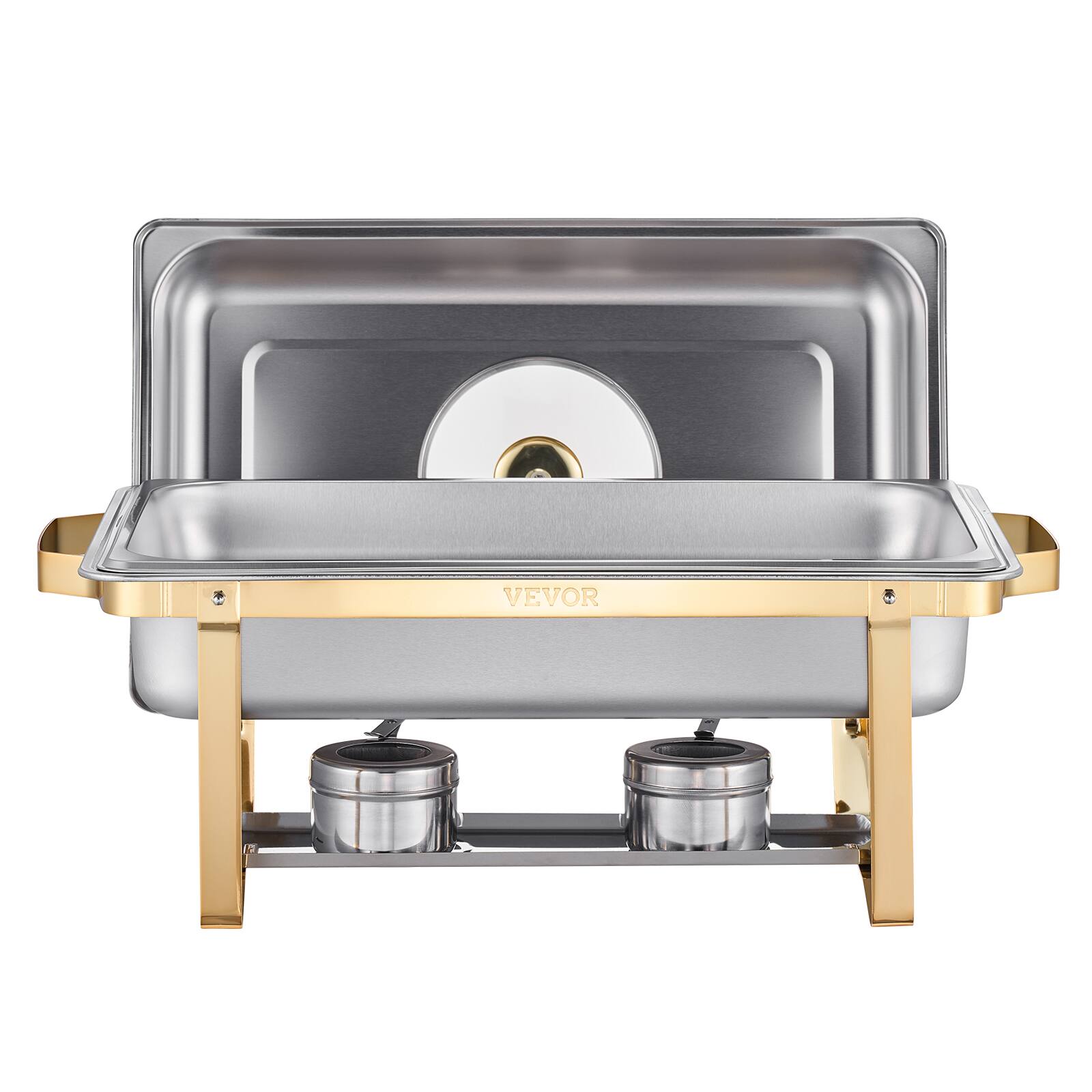Alt View 5. VEVOR - Chafing Dish Buffet Set, 8 Qt 4 Pack, Stainless Steel Chafer with 4 Full Size Pans, Rectangle Catering Warmer Server - Gold.