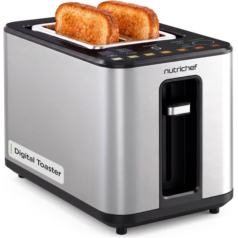 NutriChef 2 Slice Digital Toaster, 6 Toast Modes, LED Touch Screen ...