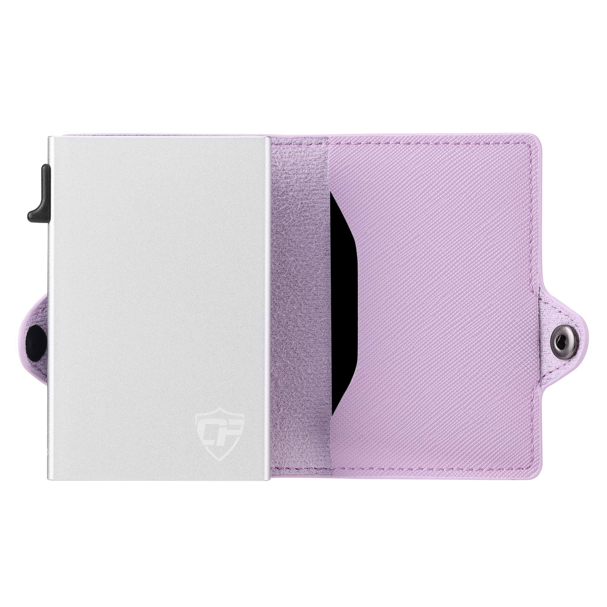 Alt View 5. Jadie Link - Small Rfid Wallet Women Slim Compact Travel Blocking Credit Card Holder Womens Smart Pop Minimalist Case Capacity 6-10 - Saffiano Light Pink.