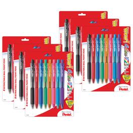 Pentel - WOW! Retractable Ball Point Pens, Assorted, 8 Per Pack, 6 Packs
