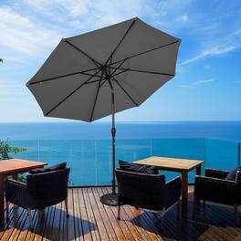 Mondawe - 10 ft Outdoor Patio Umbrella with Bright Solar LED Lights - Gray