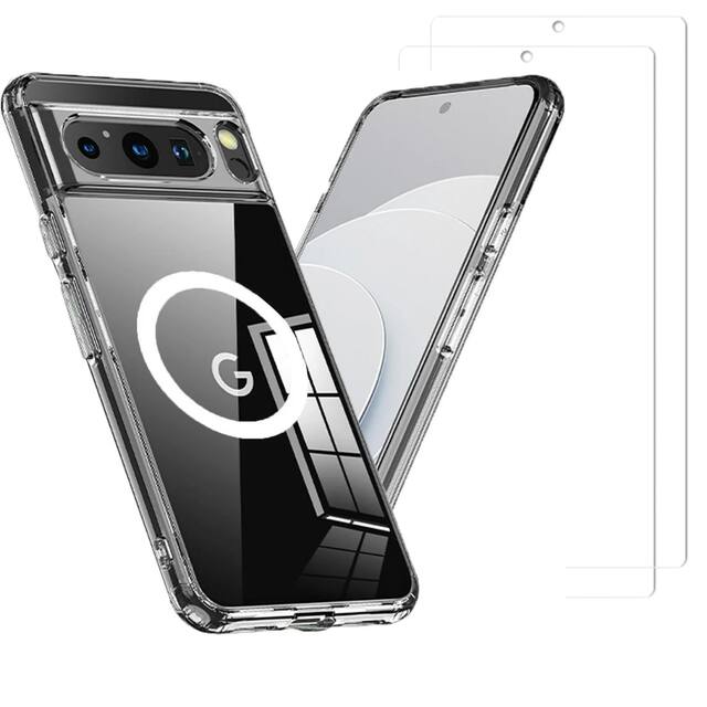 Entronix - Premium Bundle for Google Pixel 9 Pro XL - Magnetic Case & Screen Protector - Clear