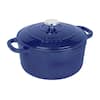 Front. Mirfee - 5.5qt Indigo Enameled Cast Iron Dutch Oven - Blue.