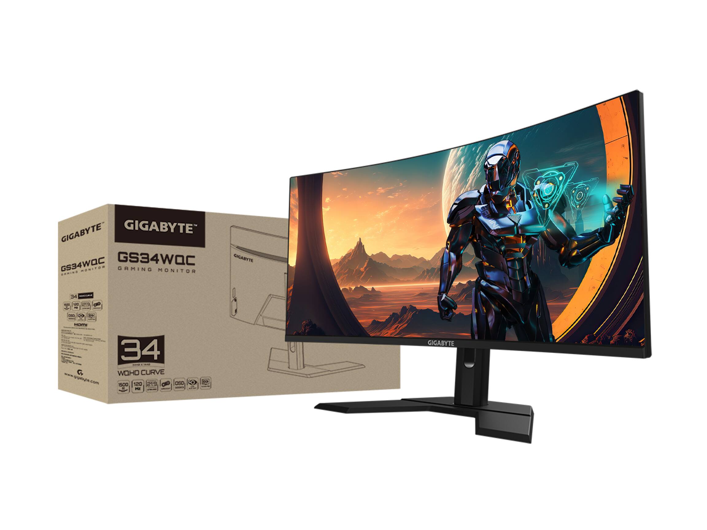 Alt View 11. GIGABYTE - GS34WQC 34" LED WQHD FreeSync Premium Curved Gaming Monitor with HDR (HDMI, DisplayPort) - Black.