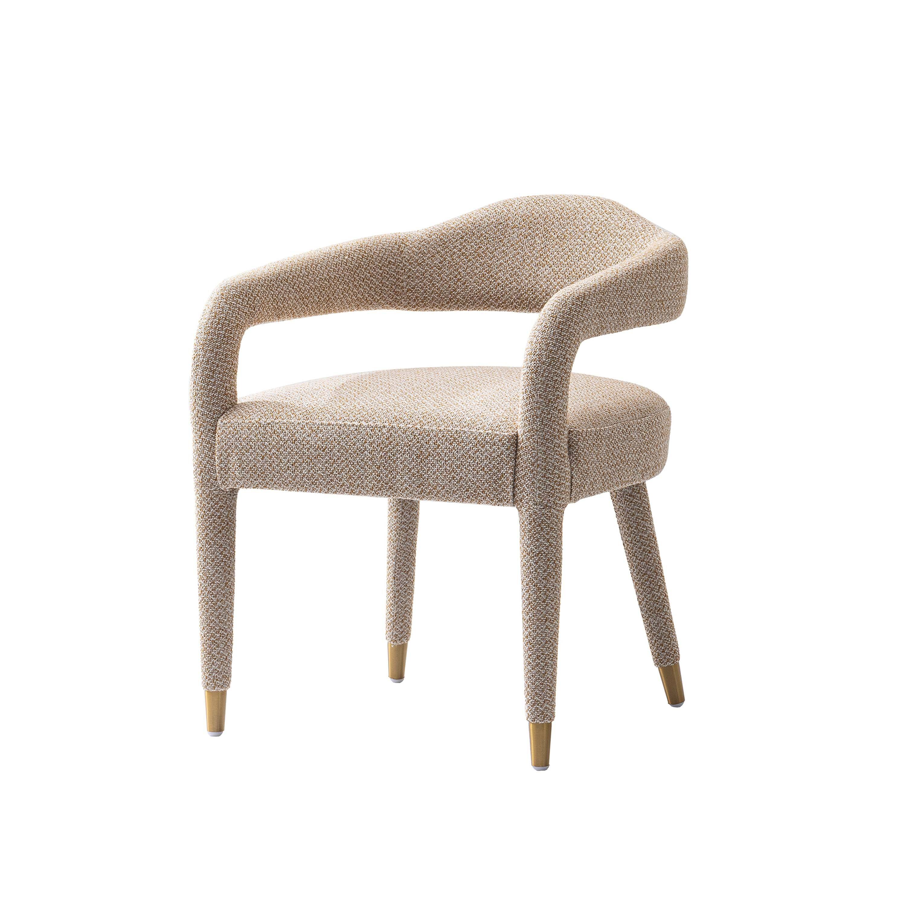 Alt View 2. Manhattan Comfort - Aspen Mid-Century Modern Upholstered Tweed Dining Chair with Arms - Gold Dust.