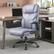 Front. Brick Attic - Office Chair, Ergonomic Computer Desk Chairs, Executive Leather Chair with Adjustable Flip-up Armrests, Rocking Function - Grey.