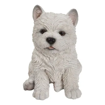 Front. Pacific Trading - Realistic Look White West Highlands Westie Puppy Dog Home Decorative Resin Figurine - White.