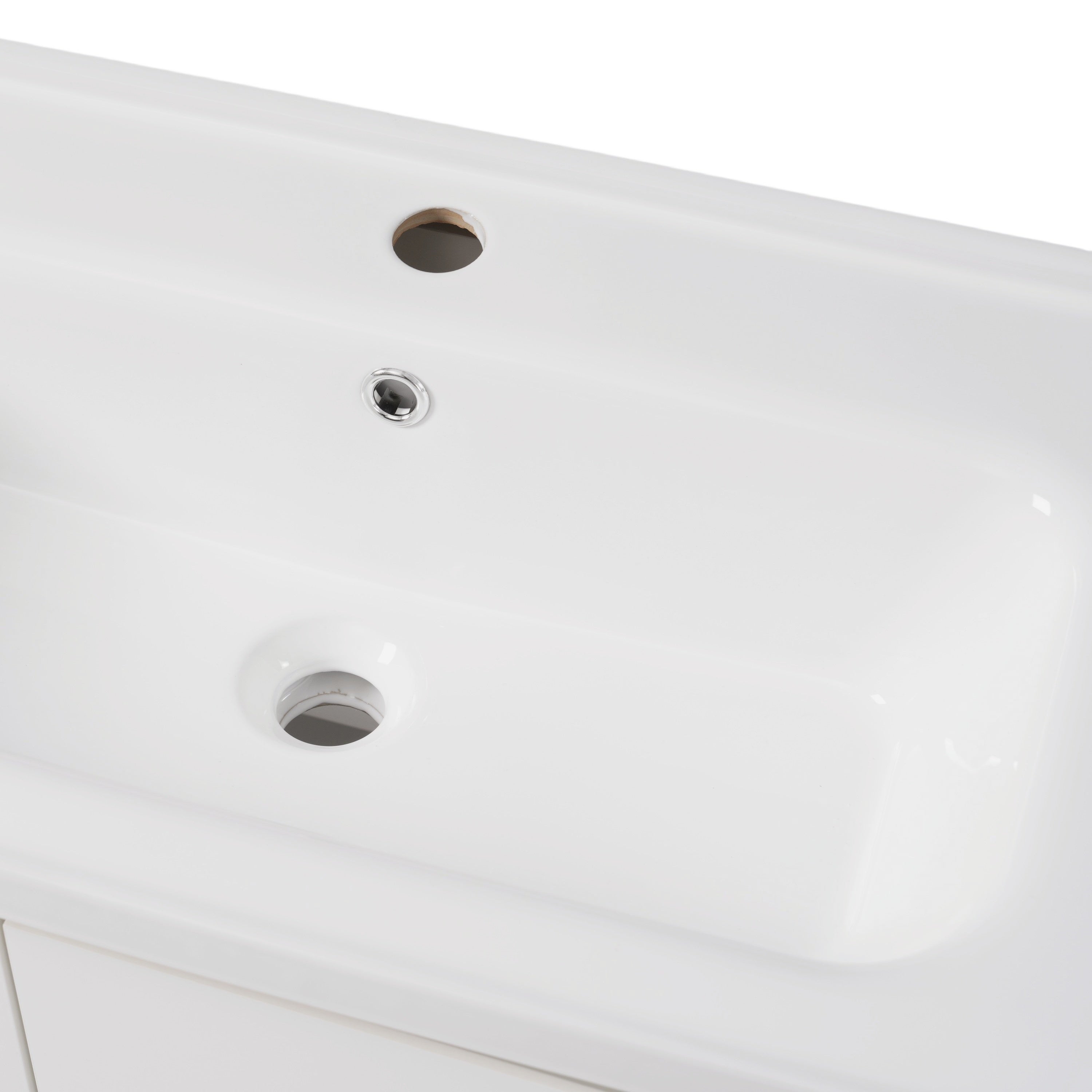 Alt View 6. Boyel Living - 36 Inch Modern Wall Mounted Bathroom Vanity with Ceramic Sink Floating Design Soft Close Doors Open Shelves White - White.