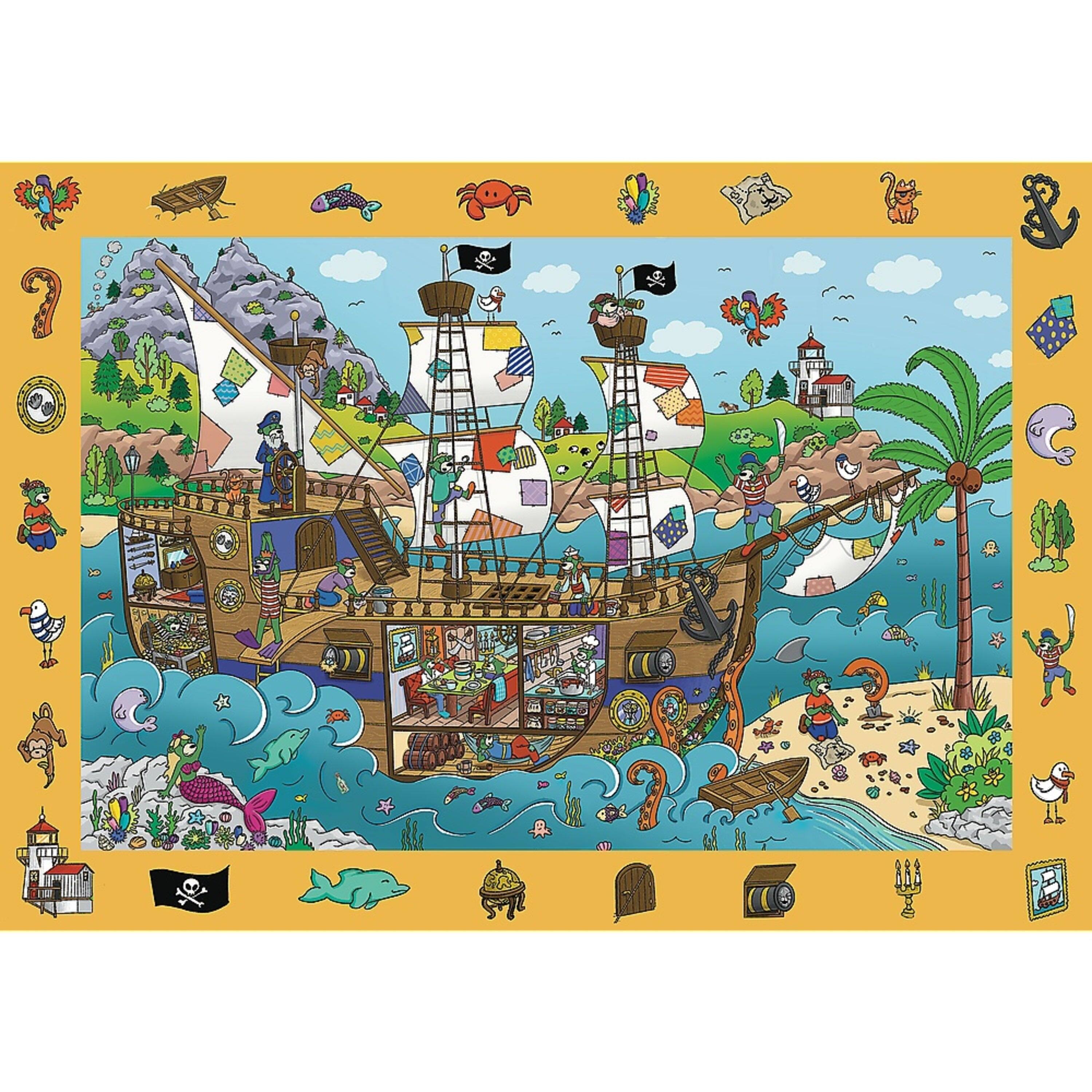Angle. Trefl - Trefl Kids 100 Piece Puzzle - Spy Guy - Pirate Ship - The Treflik Family.
