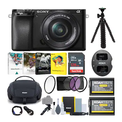 SONY E 3.5-5.6/PZ 16-50 OSS
40.5mm
0.25m/0.82ft
30m/98ft
VideoStudio 2022
Painter essentials
AfterShot Pro essentials
PaintShop Pro 2022
SanDisk Ultra 100MB/s 128GB
KOAH FOR SONY NP-FW50
7.4V 1300mAh 6Wh
CAUTION: KO-NPFW50
Don't disassemble
Don't dispose of in fire
Don't store in temperature over 140°F
KOAH FOR SONY NP-FW50
7.4V 1300mAh 6Wh
CAUTION: KO-NPFW50
Don't disassemble
Don't dispose of in fire
Don't store in temperature over 140°F
KOAH FOR SONY NP-FW50
7.4V 1300mAh 6Wh
CAUTION: KO-NPFW50
Don't disassemble
Don't dispose of in fire
Don't store in