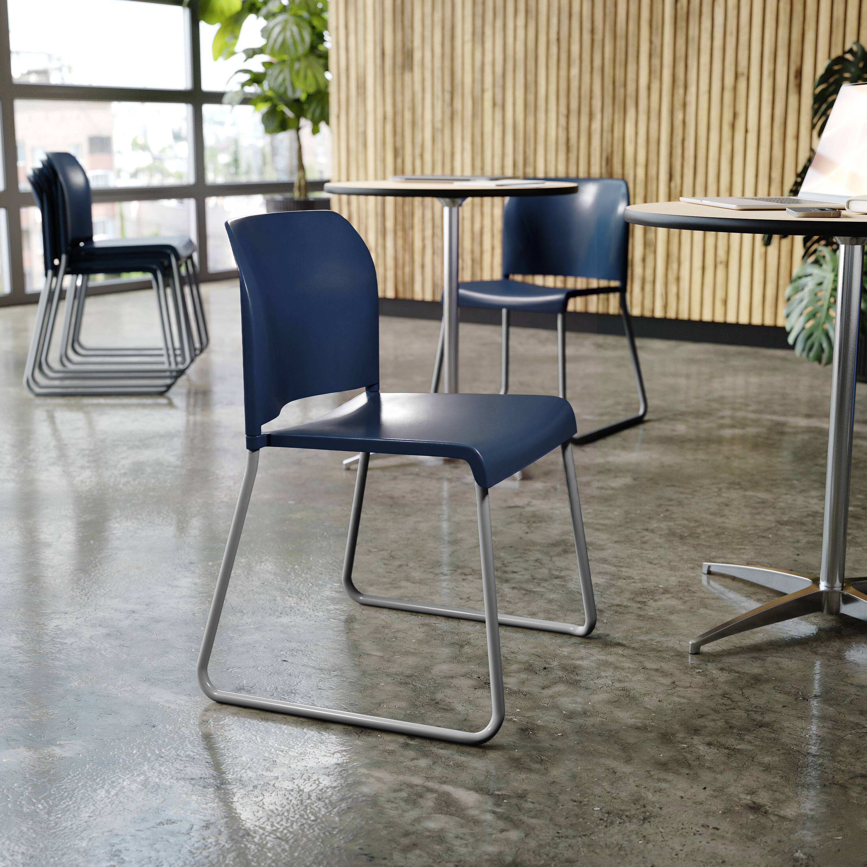 Emma + Oliver Calliope Set of 5 Stackable Office Reception Chairs with ...